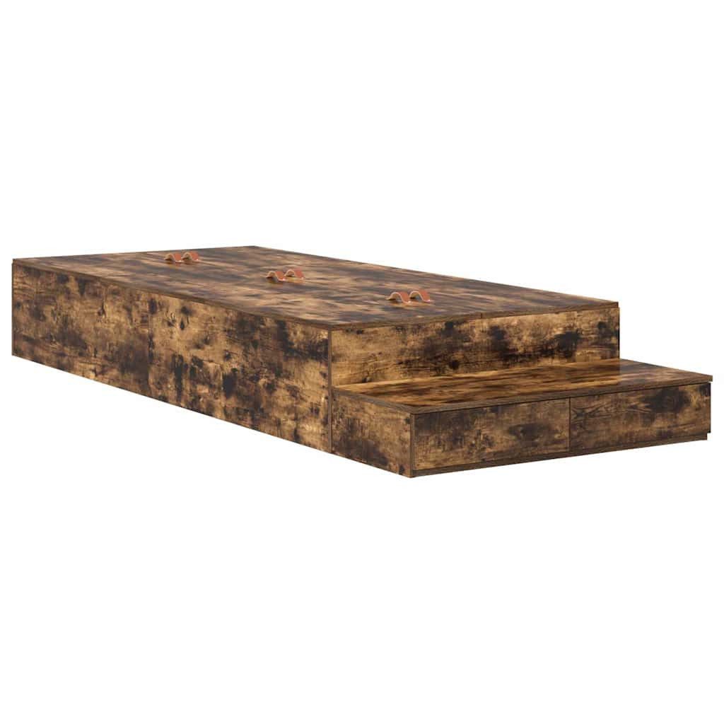 vidaXL Bett Aufbewahrungsbettgestell Geräucherte Eiche 75 cm Holzwerkstoff günstig online kaufen