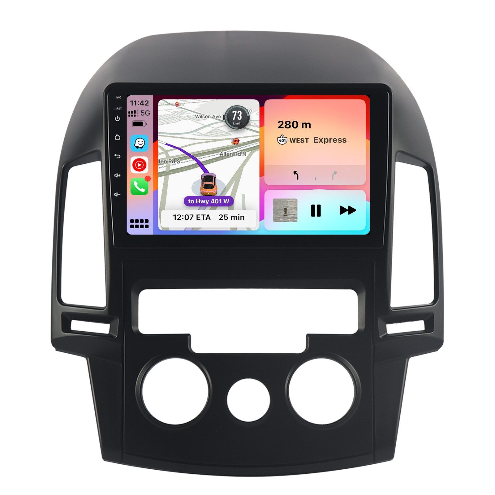 A-Sure CarPlay Android Auto Bluetooth RDS Für Hyundai i30 MK1 FD 2006-2011 Autoradio (5s Schnellstart/1280*720 Screen/Apple Carplay/Android Auto/Bluetooth)