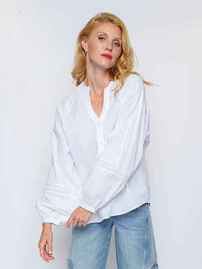 Emily Van Den Bergh Schlupfbluse Shirtbluse Zierband White