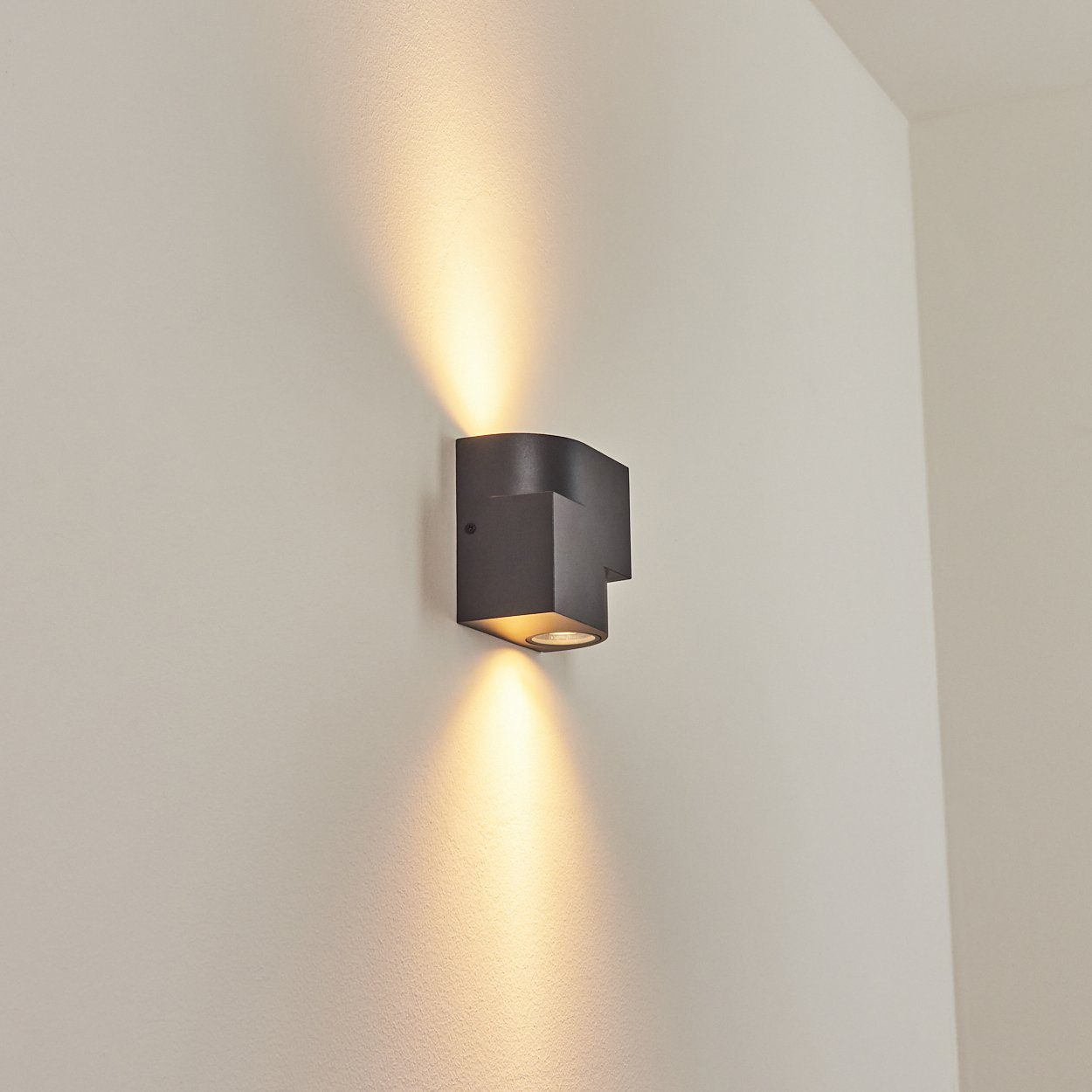 Anthrazit/Klar, tollem Metall/Glas Außenlampe Up&Down in aus IP44, Lichteffekt, Leuchtmittel, Außen-Wandleuchte hofstein für x 2 moderne ohne GU10 mit außen Wandlampe