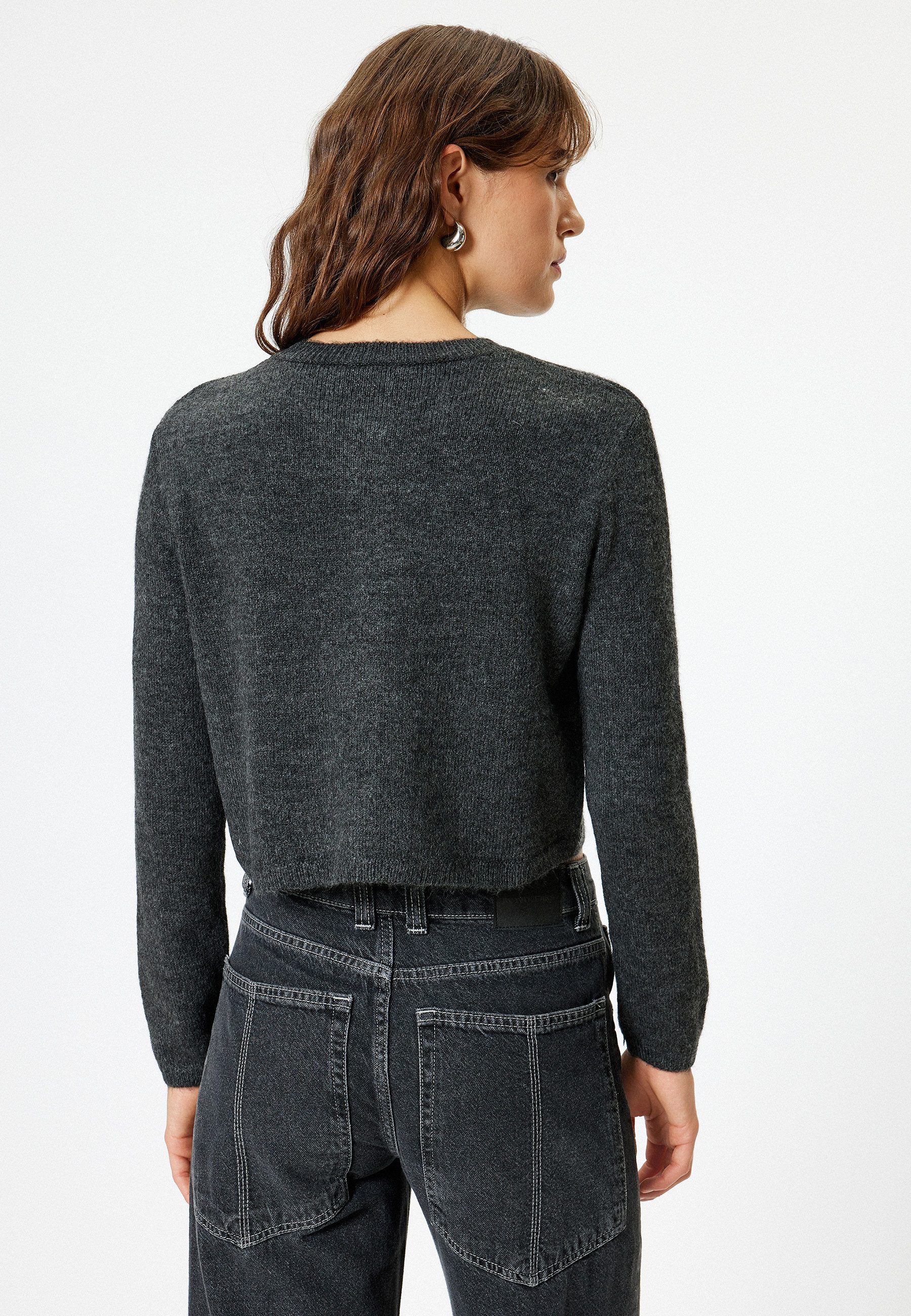 Koton Cardigan Rundhalsausschnitt Mit Knöpfen