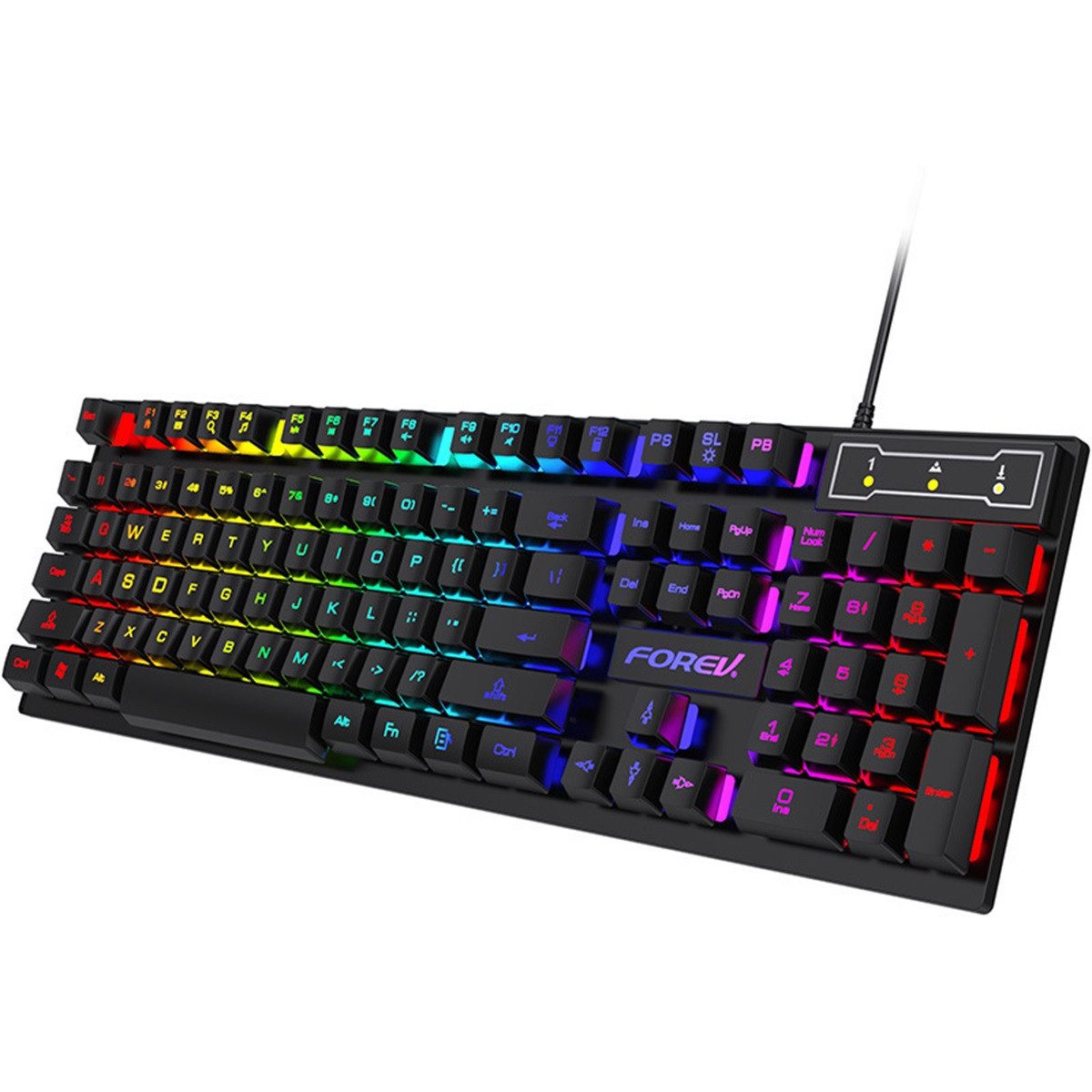 GOOLOO Mechanische Gaming-Tastatur mit RGB Beleuchtung Tastatur QWERTY Layout Gaming-Tastatur (Wasserdicht, Regenbogen-Hintergrundbeleuchtung, FN Kombinationstasten)
