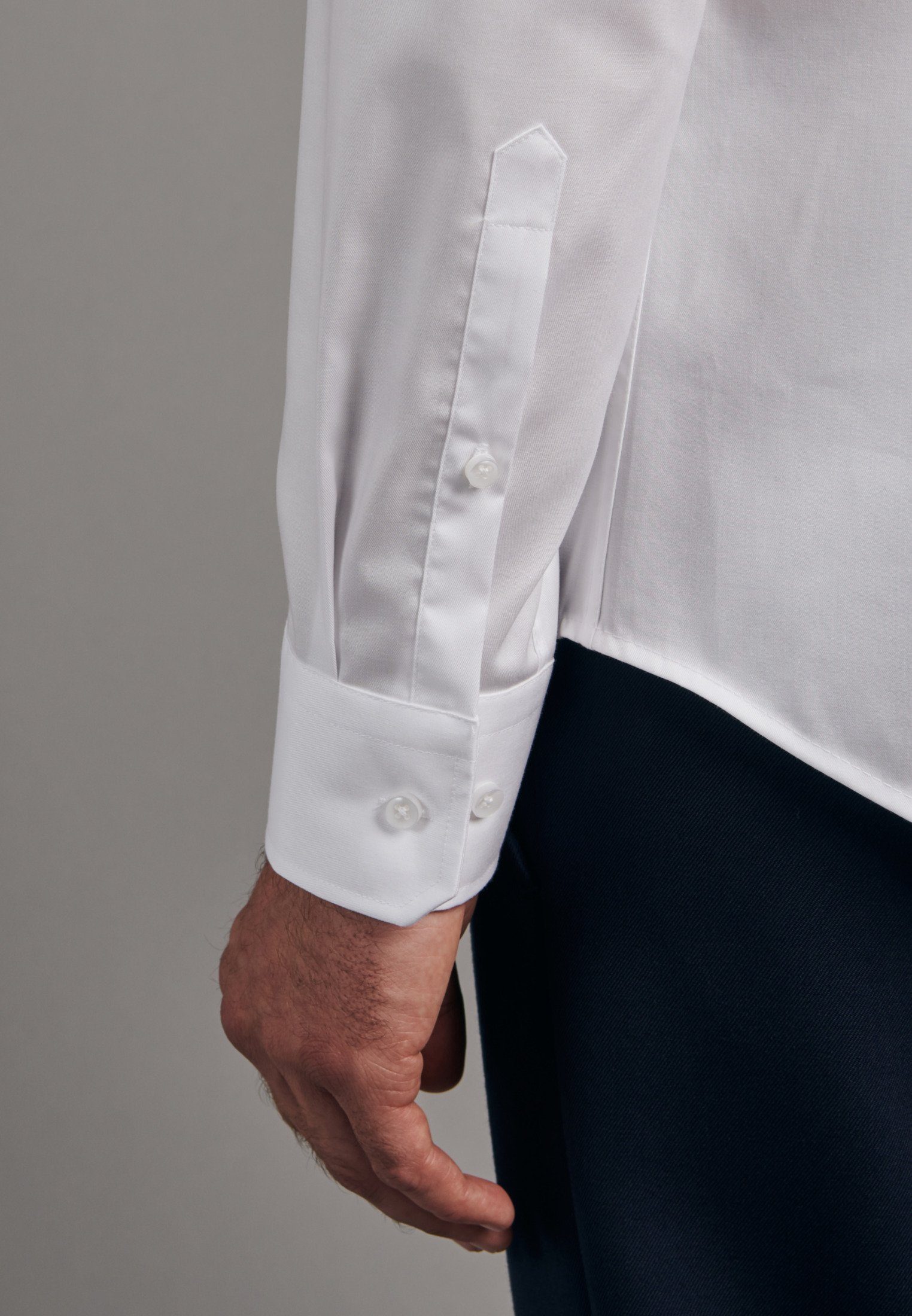 Uni Langarm Slim (01) Weiß seidensticker Kentkragen Businesshemd Slim