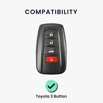 kwmobile Schlüsseltasche Autoschlüssel Silikon Hülle für Toyota 3 Tasten RAV4 CHR Corolla 2021 (1-tlg), Schlüsselhülle aus Silikon - in Schwarz Blau