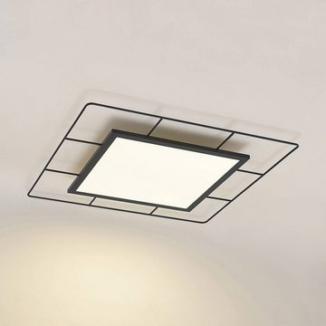 Lindby LED Deckenleuchte Khai, dimmbar, LED-Leuchtmittel fest verbaut, universalweiß, Modern, Aluminium, Kunststoff, Schwarz, weiß, 1 flammig, inkl.