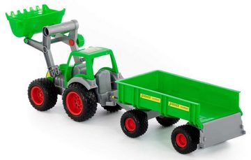WADER QUALITY TOYS Spielzeug-Traktor Farmer Technic Traktor m. Frontlader 2-Achs-Hänger