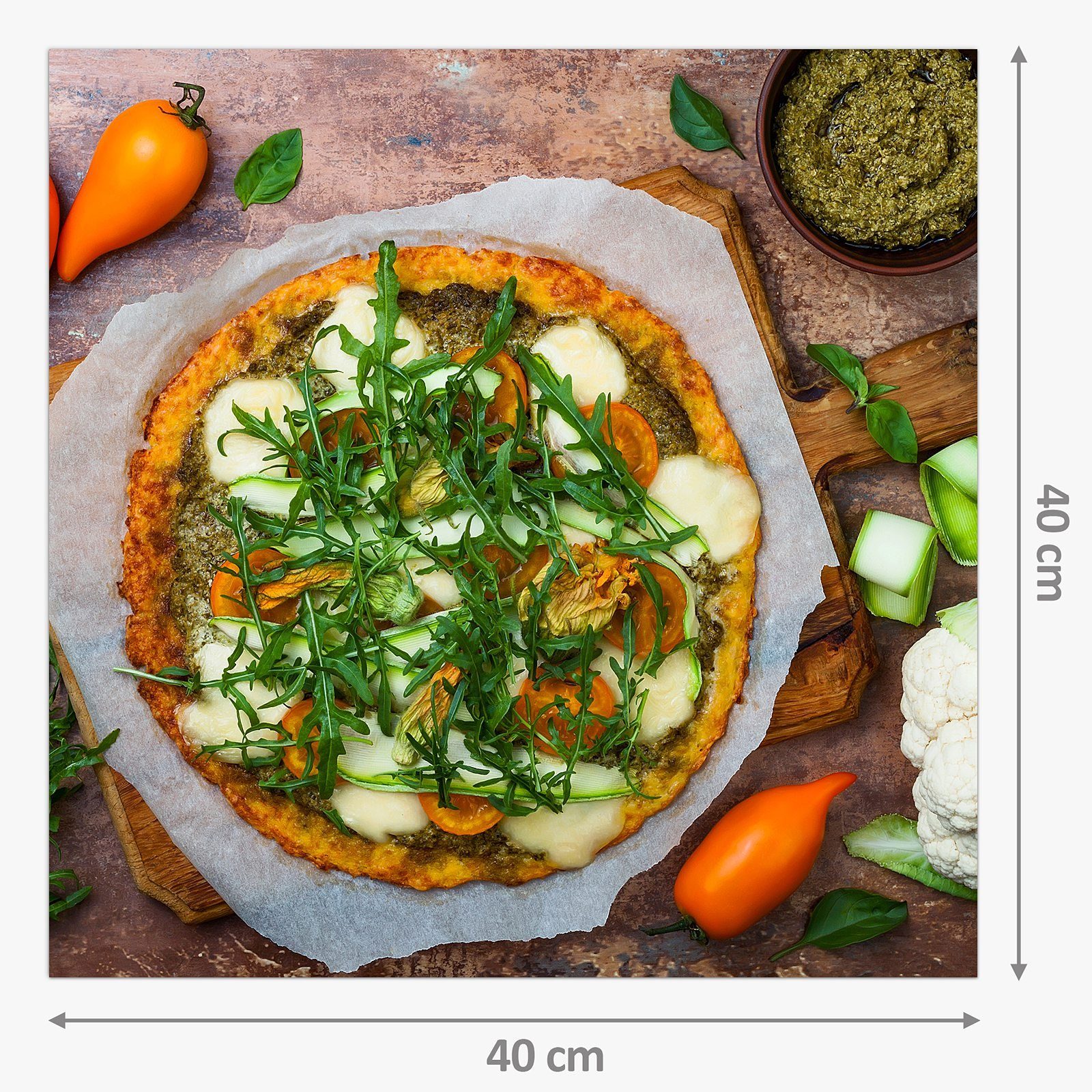 mit Küchenrückwand Primedeco Gewürzen Pizza mit Motiv Spritzschutz Küchenrückwand Glas