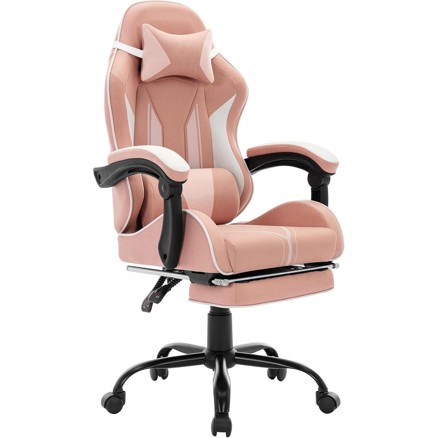 LuxusKollektion Gaming-Stuhl Ergonomischer Gaming Stuhl mit Fußstütze Rosa - Hochwertige