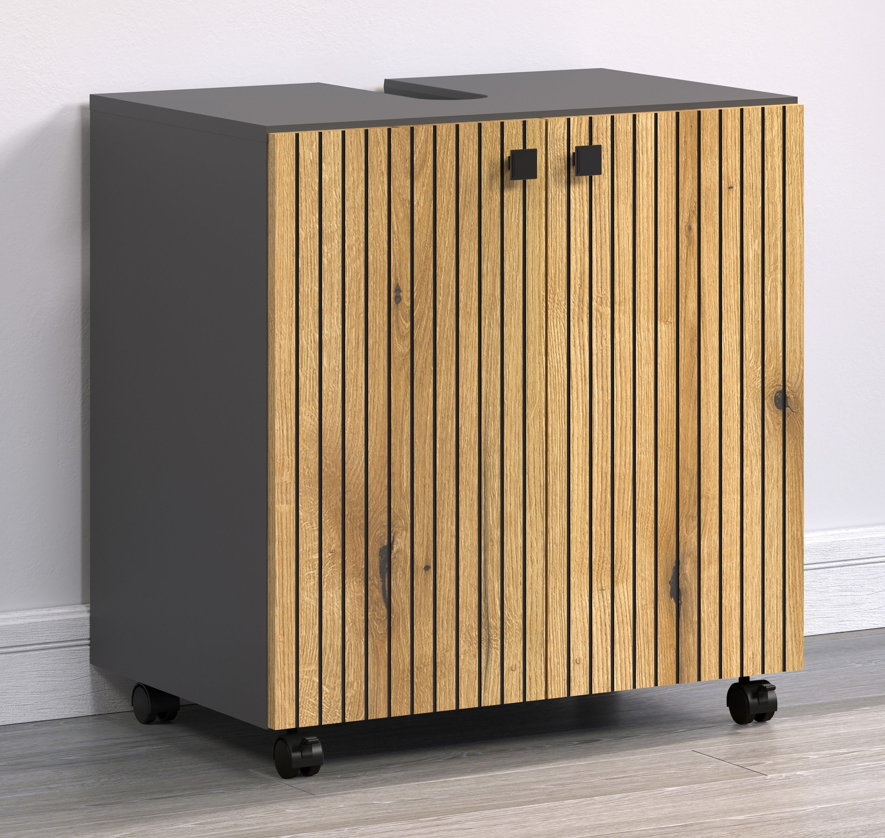 trendteam Waschbeckenunterschrank (Waschbeckenunterschrank) Unterschrank Badschrank 60 x 64 x 42 cm