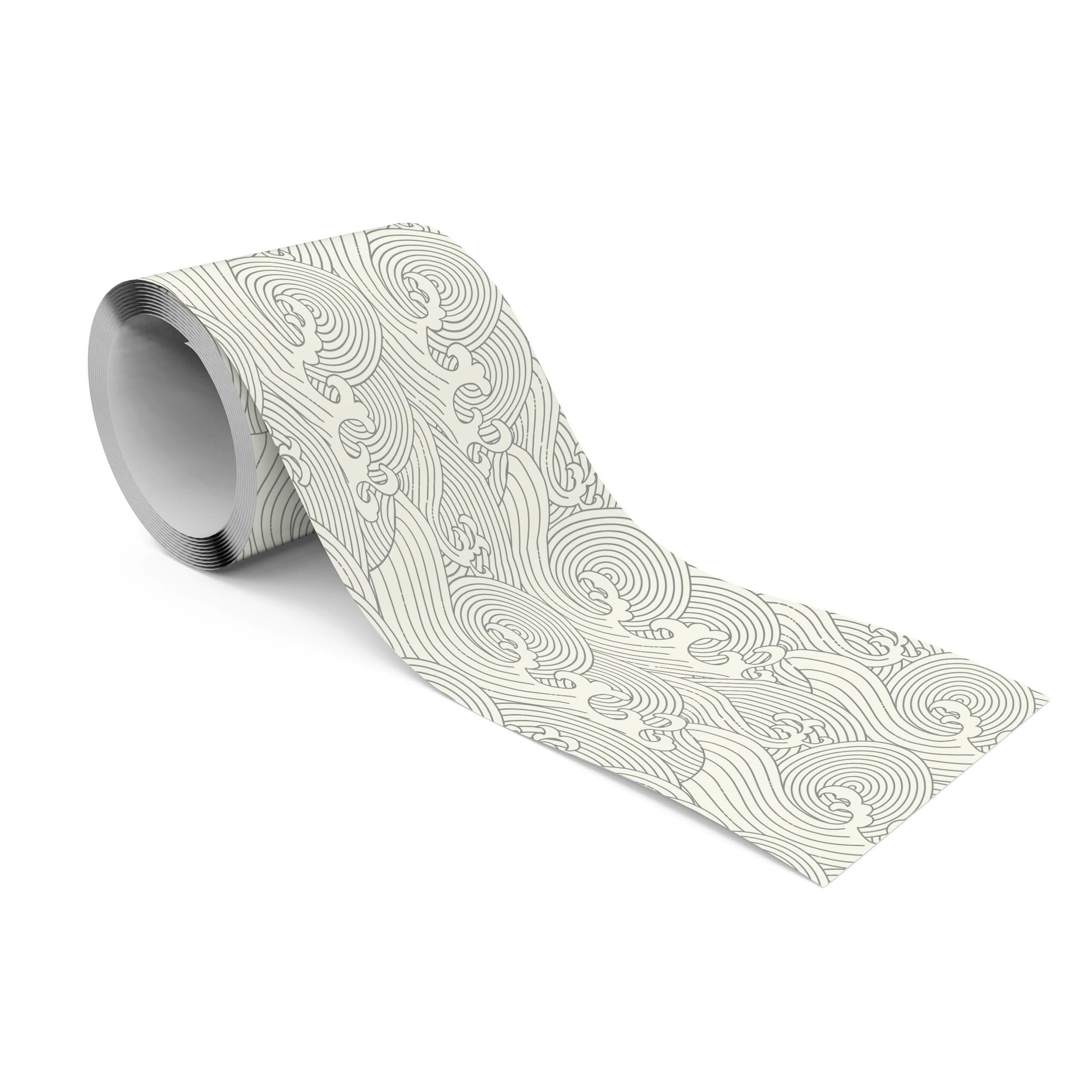 Muralo Bordüre Wandbordüre selbstklebend Abstrakt – Tapetenbordüre Wohnzimmer Büro, grafisch, Japanische Welle, 10 x 300 cm, abriebfest, abwischbar