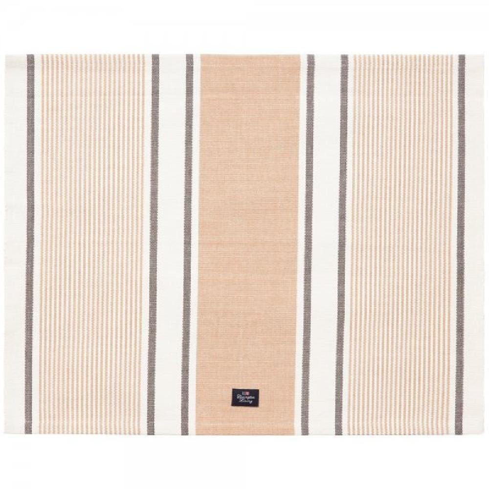 Lexington Tischdecke LEXINGTON Platzset Striped Organic Cotton Rib Beige-White (40x50cm)
