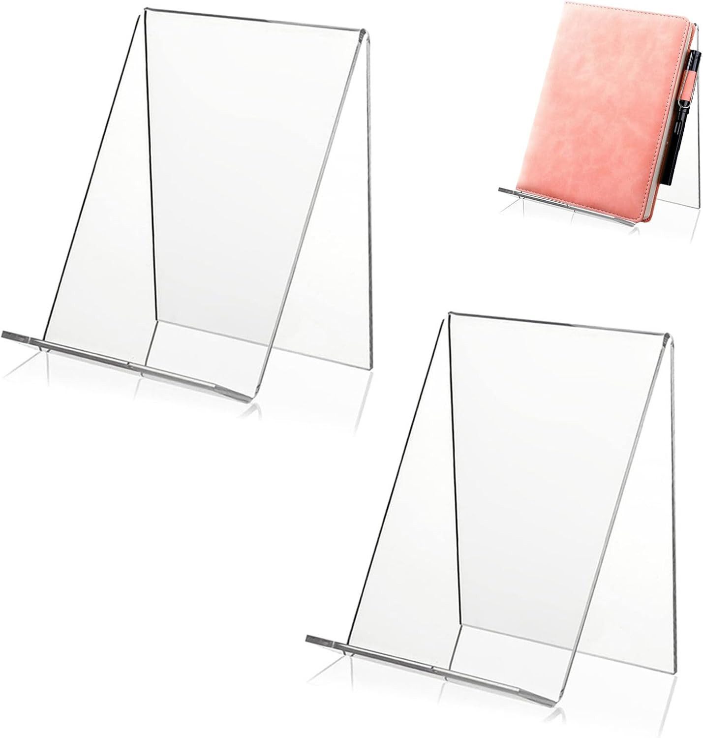 FELIXLEO Puzzle-Sortierschale 2 Acryl Buchständer Transparent für Bücher Fotos Tablet Tischständer