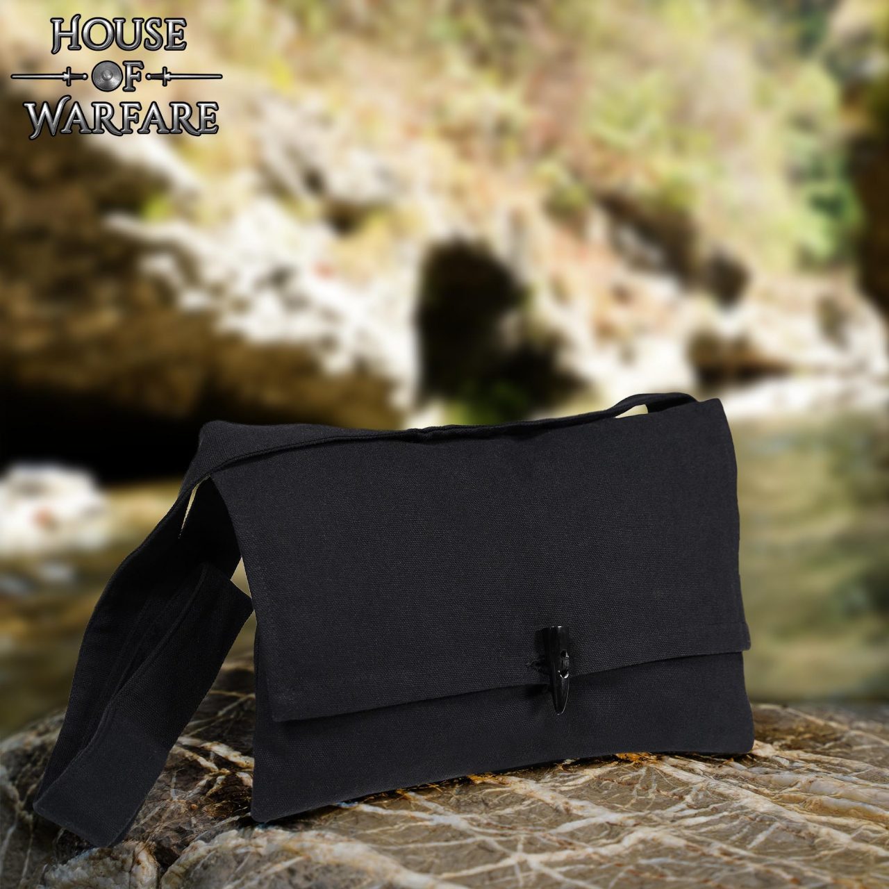 House Of Warfare Ritter-Kostüm Pilgertasche aus Baumwolle mit Hornknopf