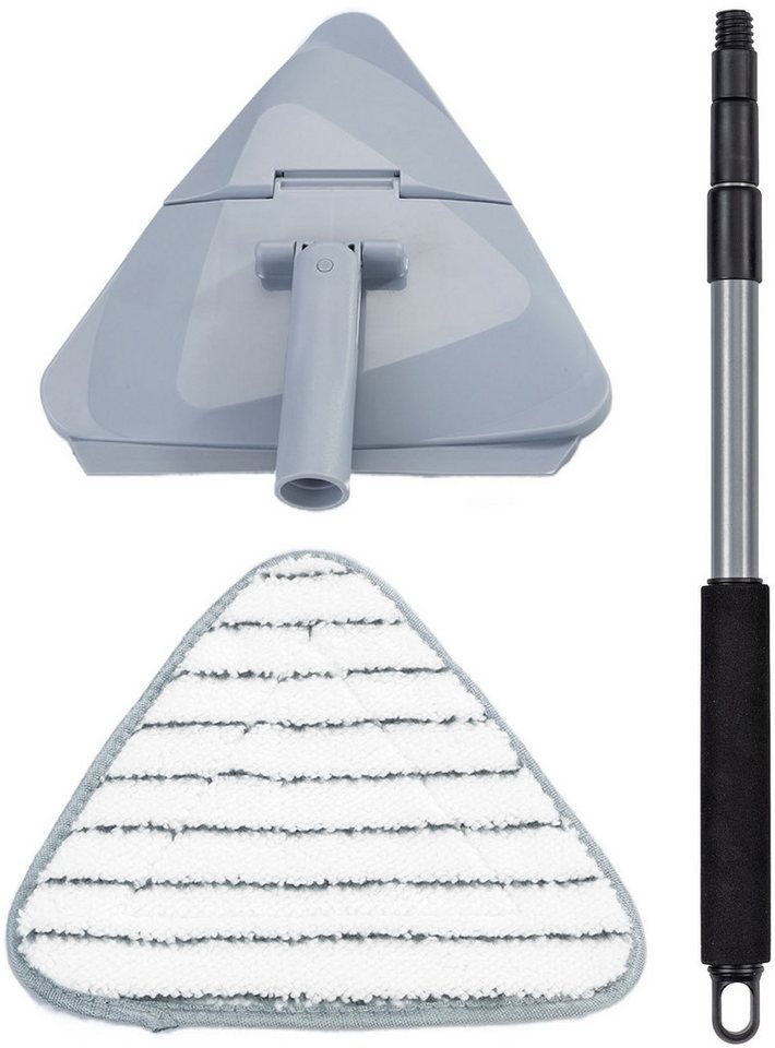 Maximex Bodenwischer-Set Triangel-Wischer mit Teleskopstiel, (Set, 5-St), 360° Duo-Knickgelenk, Mikrofaser-Bezug, reinigt nur mit Wasser