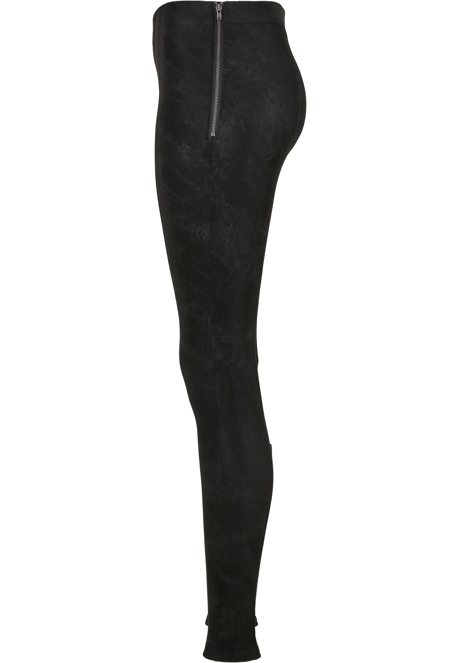 URBAN CLASSICS Leggings black (1-tlg) Washed Leather Pants Damen Faux Ladies