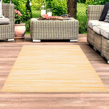 Teppich Sun 600, Carpet City, rechteckig, Höhe: 5 mm, In/- Outdoor geeignet, Streifen-Optik, Wohnzimmer, Balkon, Terrasse