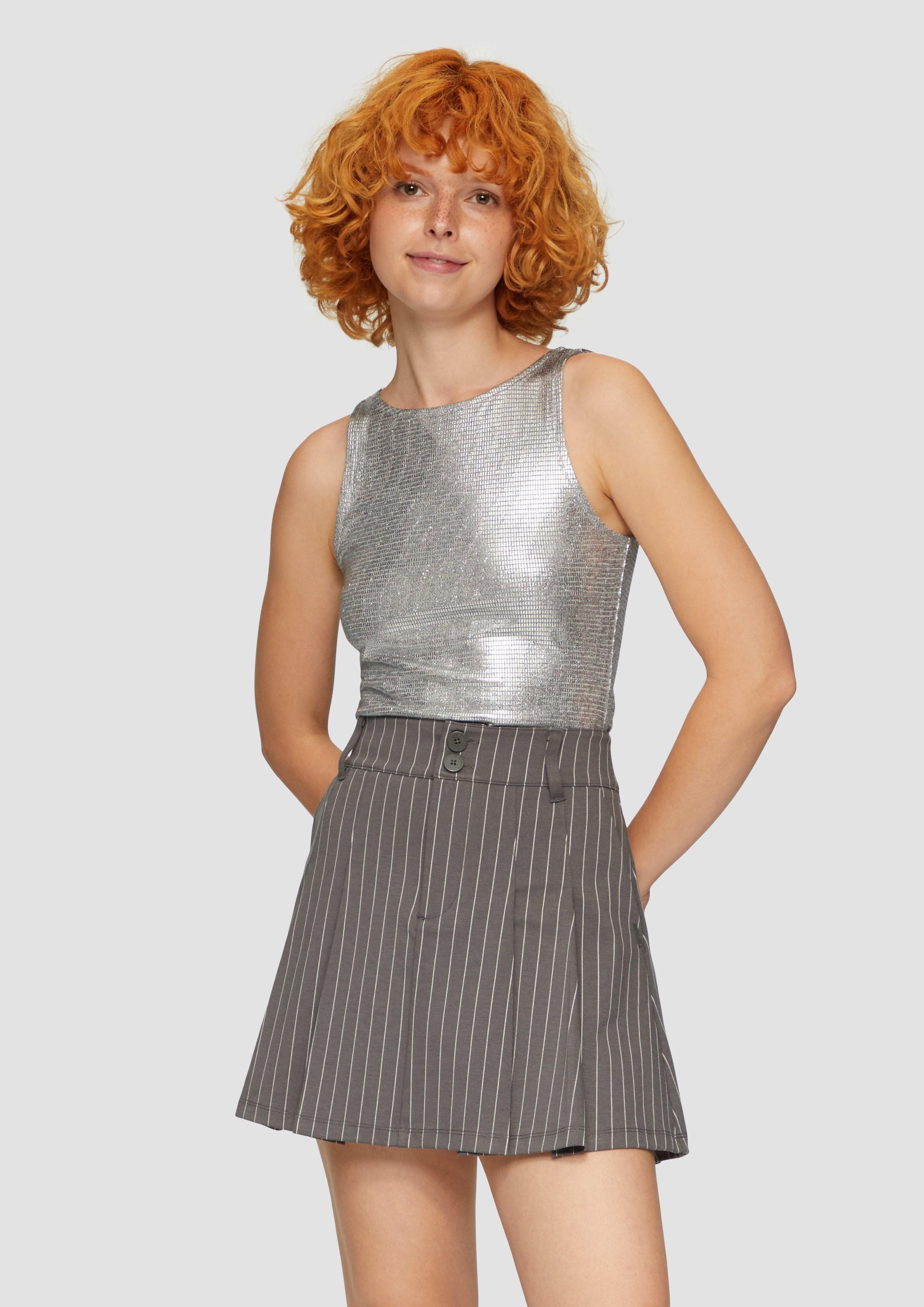 Langarmbody T-Shirt-Body in Metallic-Optik