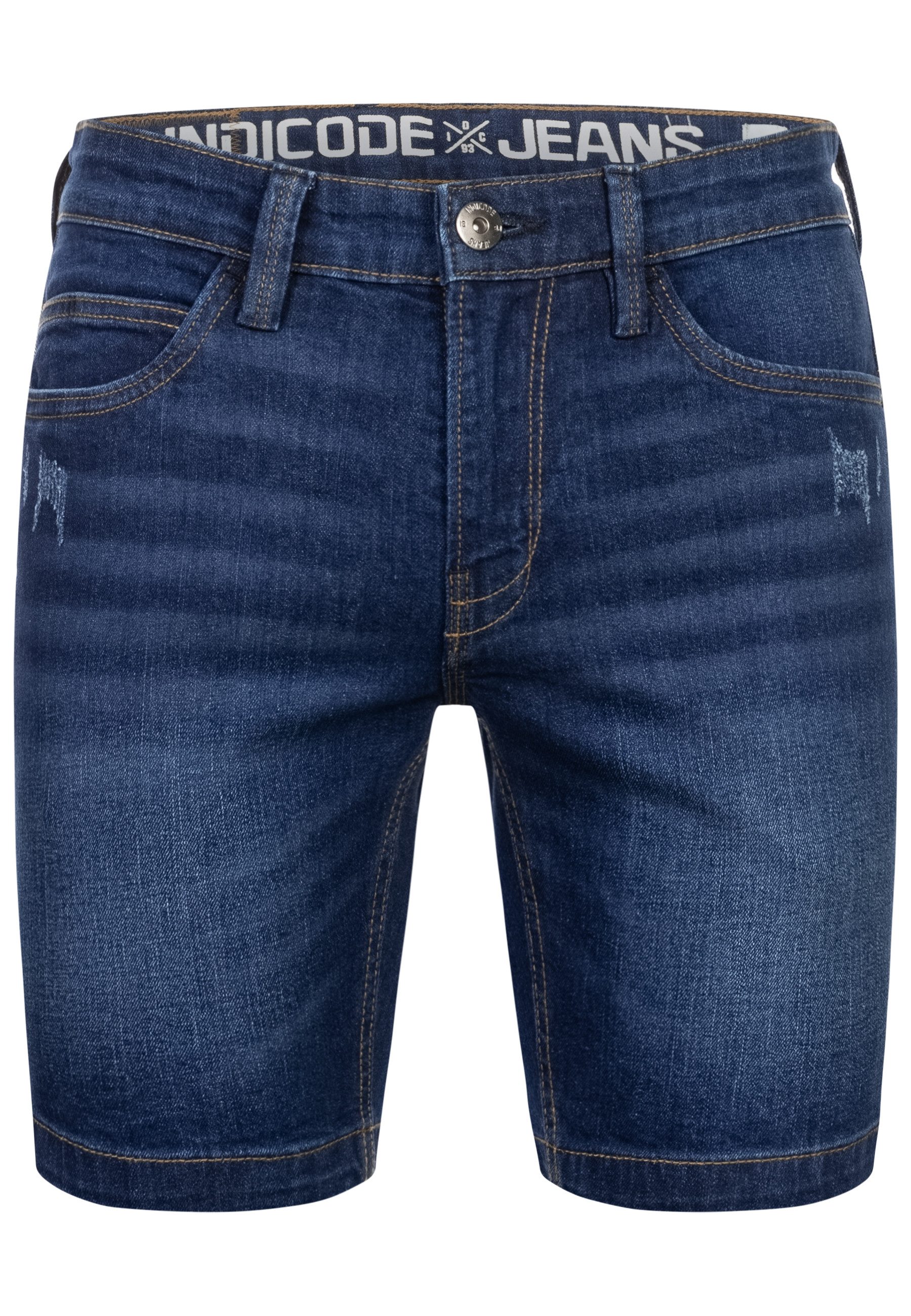 Indicode Jeansshorts Herren INMCFly Jeans Shorts Herrenshorts stretchy Denim-Shorts mit crushed washing