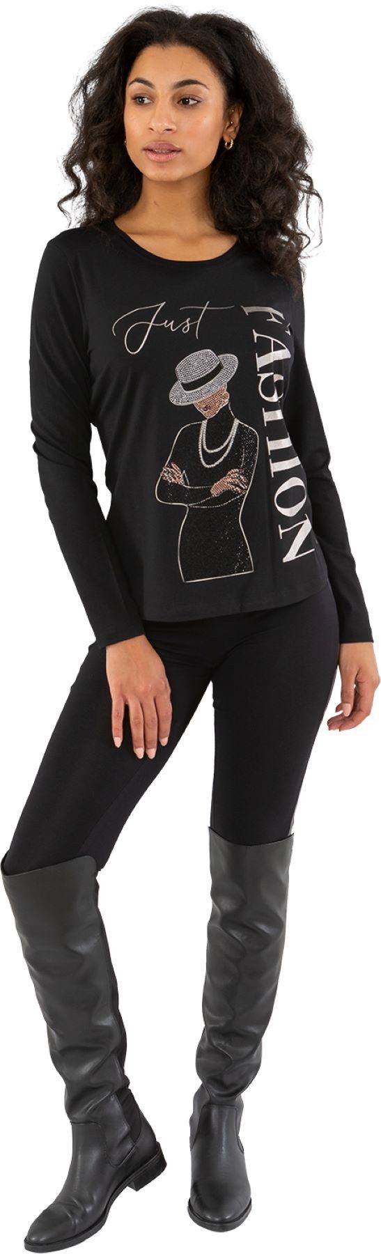 Gio Milano 3/4-Arm-Shirt G29-1117, Shirt "just Fashion" mit Strassbesatz le günstig online kaufen