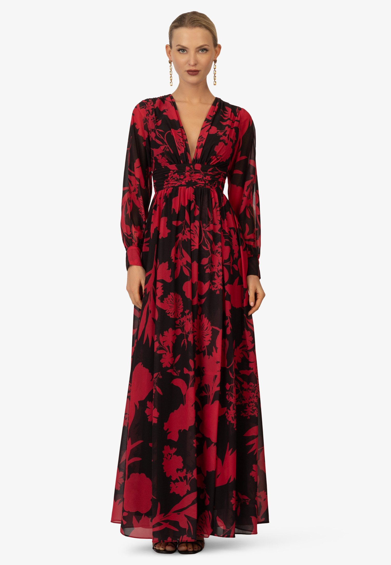 Kraimod Abendkleid mit V-Ausschnitt und langen Ärmeln günstig online kaufen