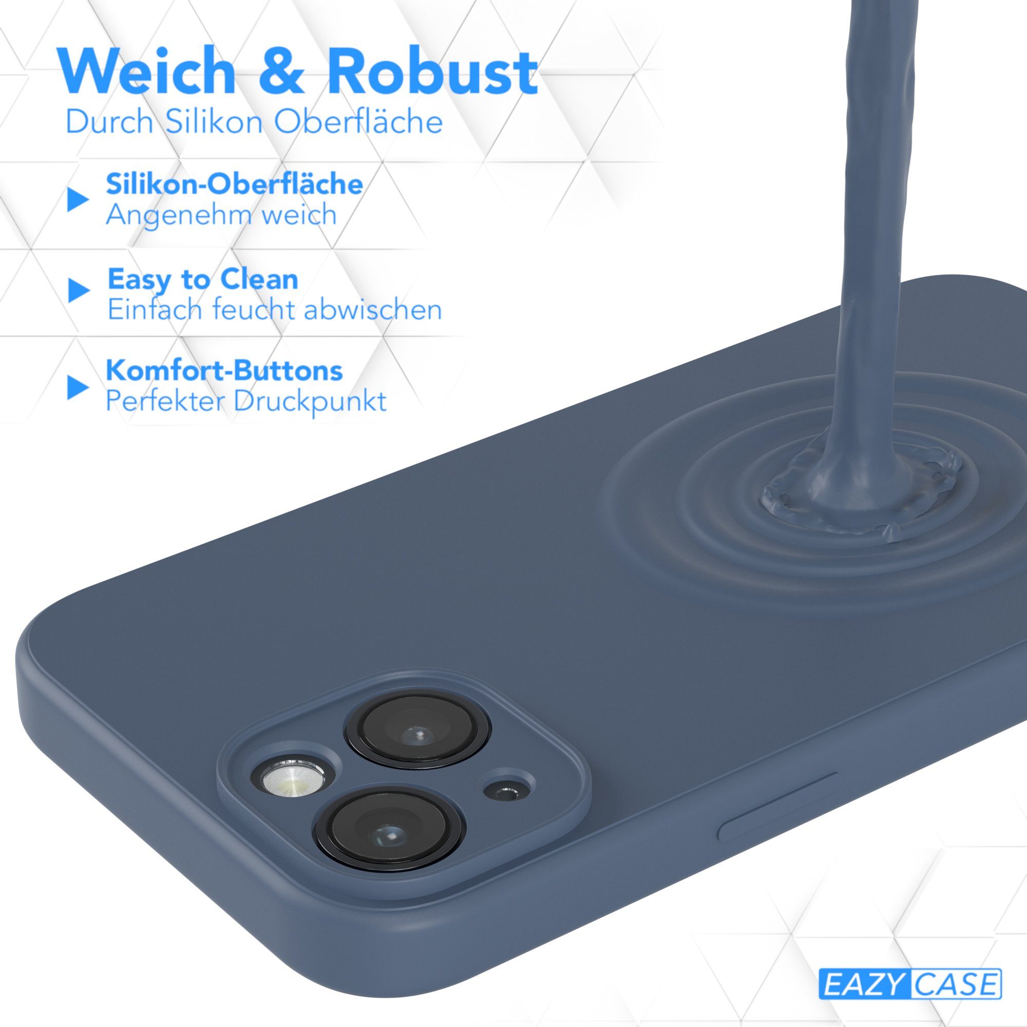 EAZY CASE Handyhülle für Apple iPhone 14 Hülle Silikon 6,1 Zoll, Handy Softcase mattierte Silikonhülle Back Cover Soft Blau / Petrol – Bild 5 von 5