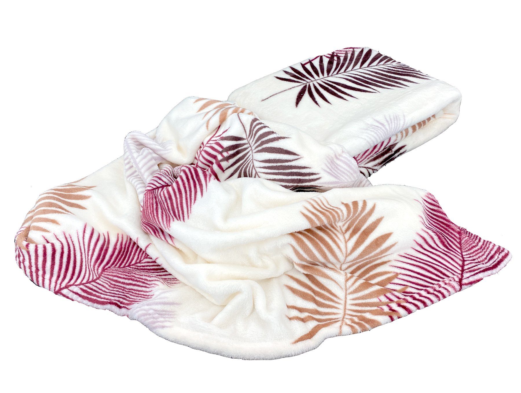 Wohndecke Kuscheldecke Palmblätter Soft Flanell Sofadecke, günstig online kaufen