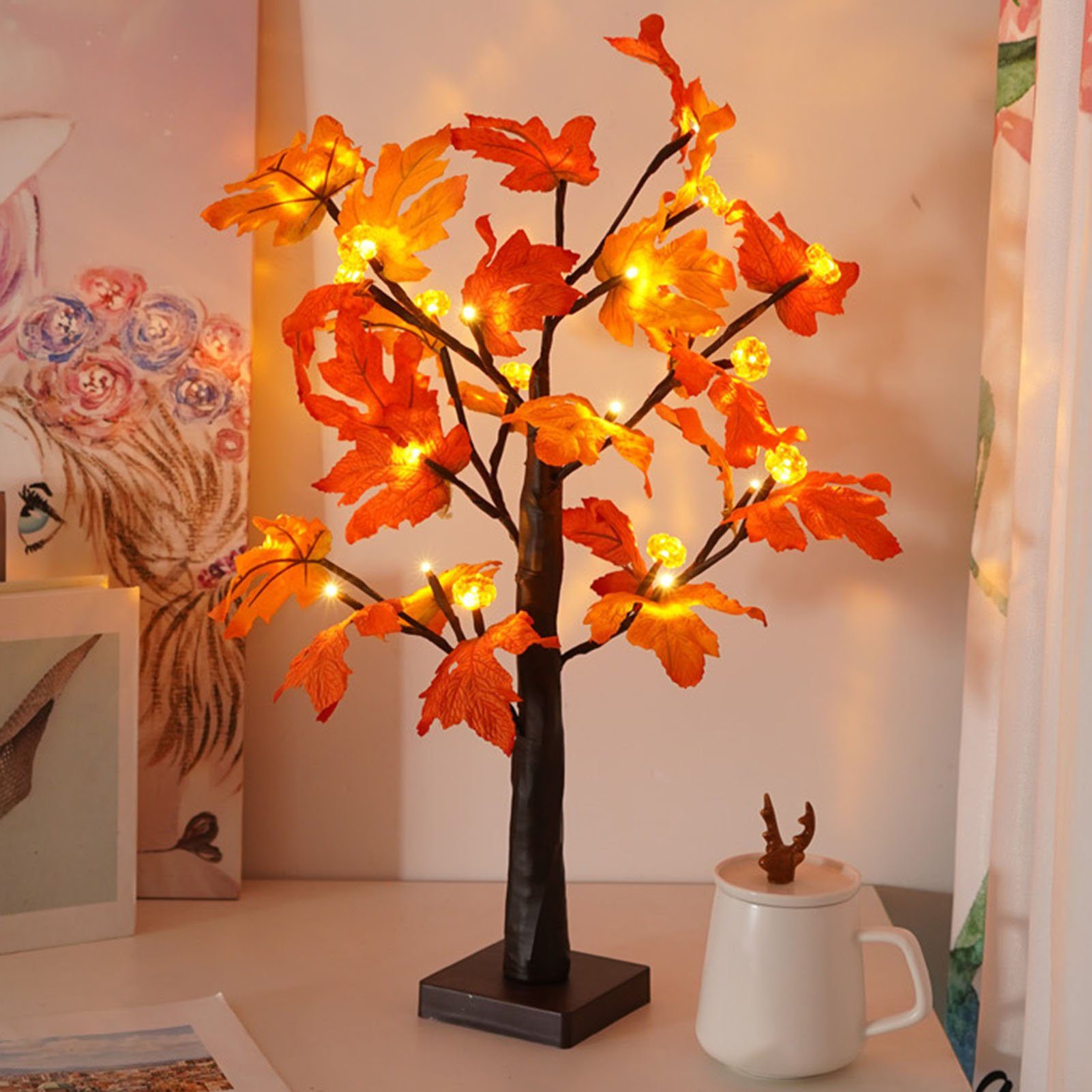 Rutaqian Lichterkette LED Baum Blätter Dekoration Ahornblatt Licht, Lichterketten