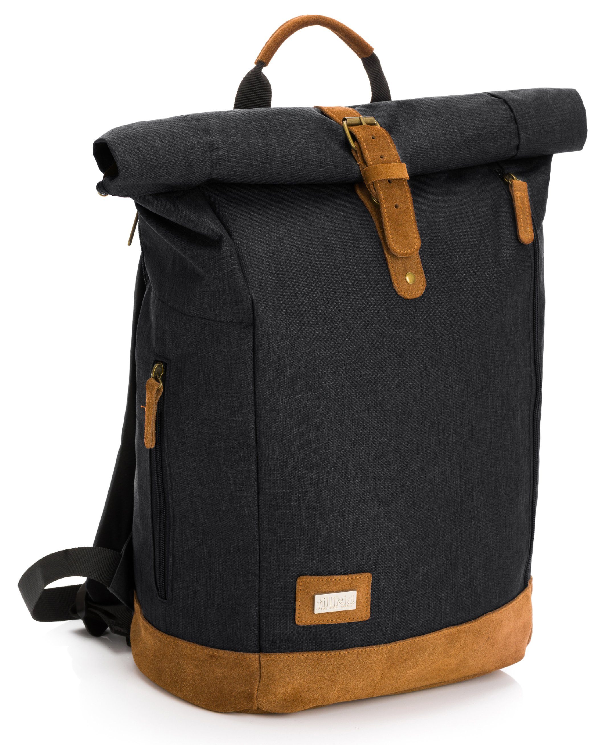 Fillikid Wickelrucksack Berlin, schwarz melange, inkl. Wickelauflage