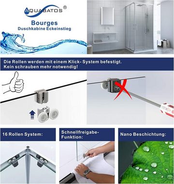 AQUABATOS Eckdusche Duschkabine Eckeinstieg Eckdusche Duschabtrennung 80x80 90x90cm, BxT: 80x80 cm, 6 mm Einscheibensicherheitsglas, Nano Beschichtung, Vollrahmt, Großer Verstellbereich