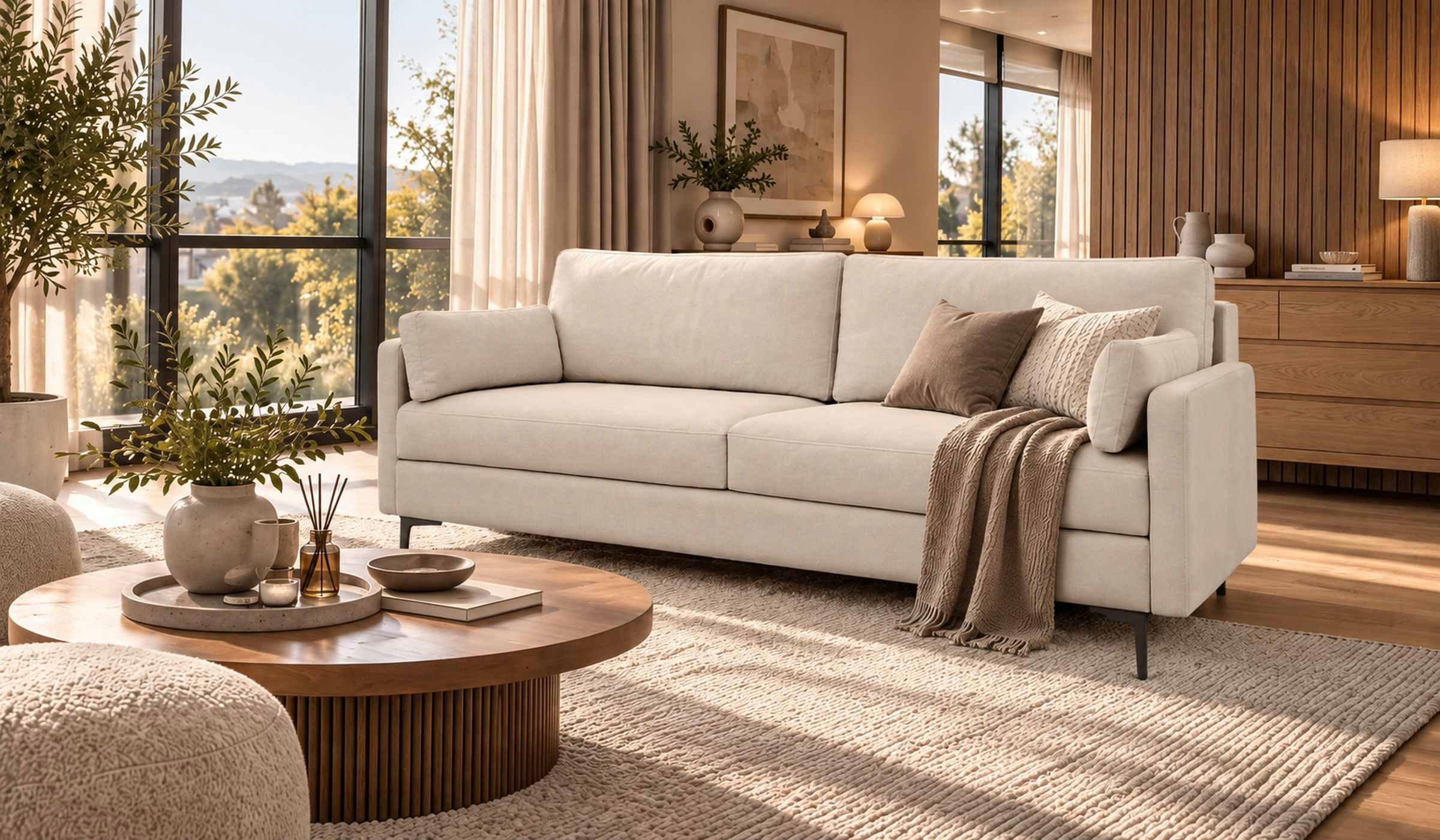 Hygger Möbelhaus Schlafsofa Magic mit Bettkasten, Taschenfederkern & flexiblen Armlehnen, Liegefläche 155 × 206 cm, filigrane Metallfüße (15 cm), kostenlose Lieferung inkl. Montage, hergestellt in Europa
