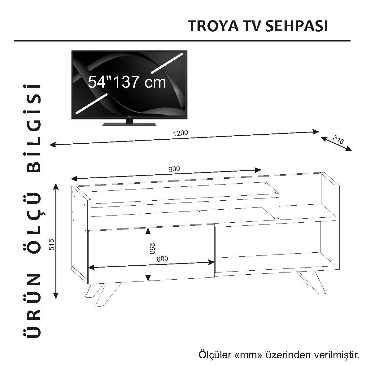 51,5x120x31,6 Partikelplatte Decor Schränke, 100% TV-Schrank cm, Melaminbeschichtete Skye