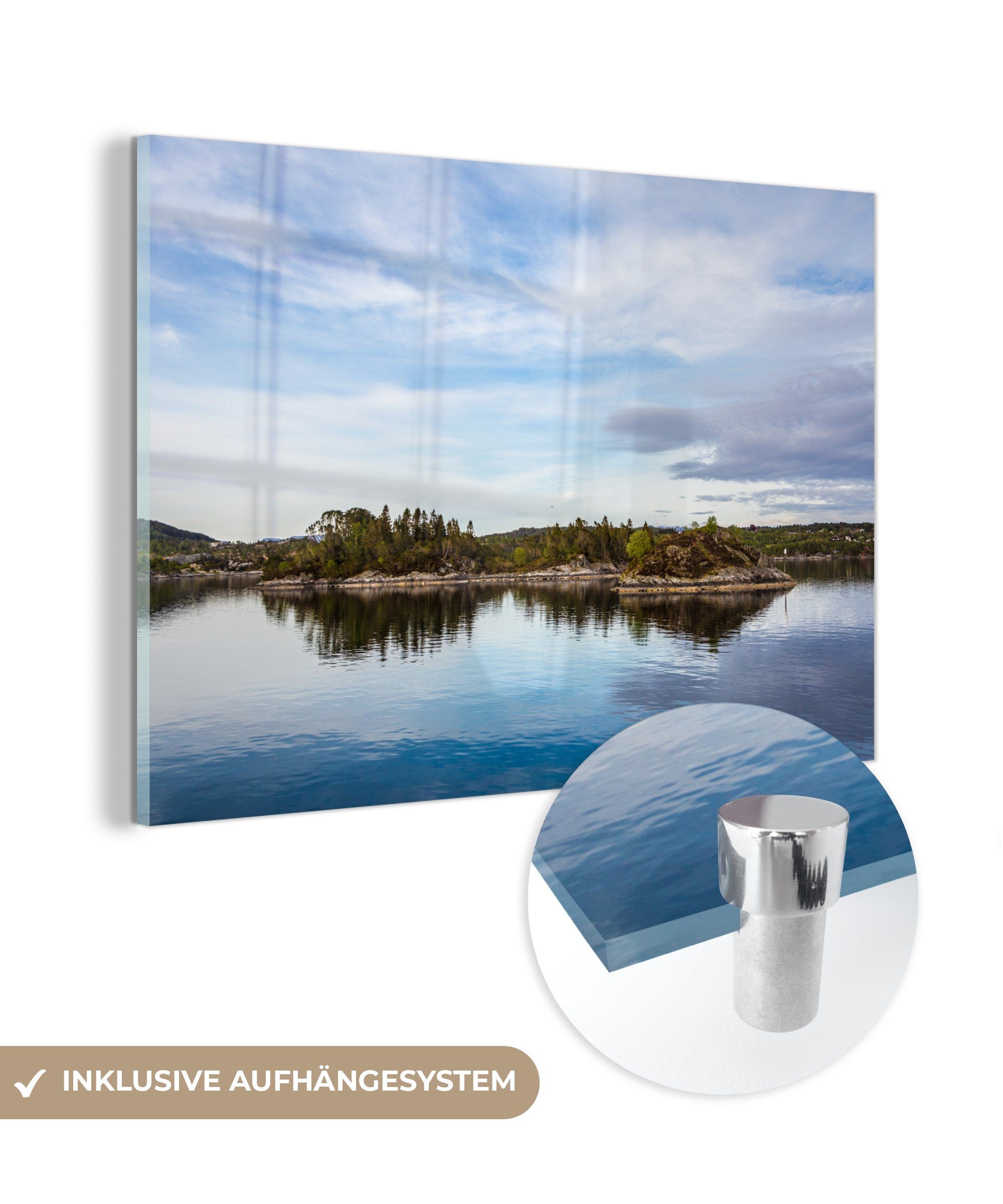 MuchoWow Acrylglasbild Nordsee - Norwegen - Bäume, (1 St), Glasbilder - Bilder auf Glas Wandbild - Foto auf Glas - Wanddekoration