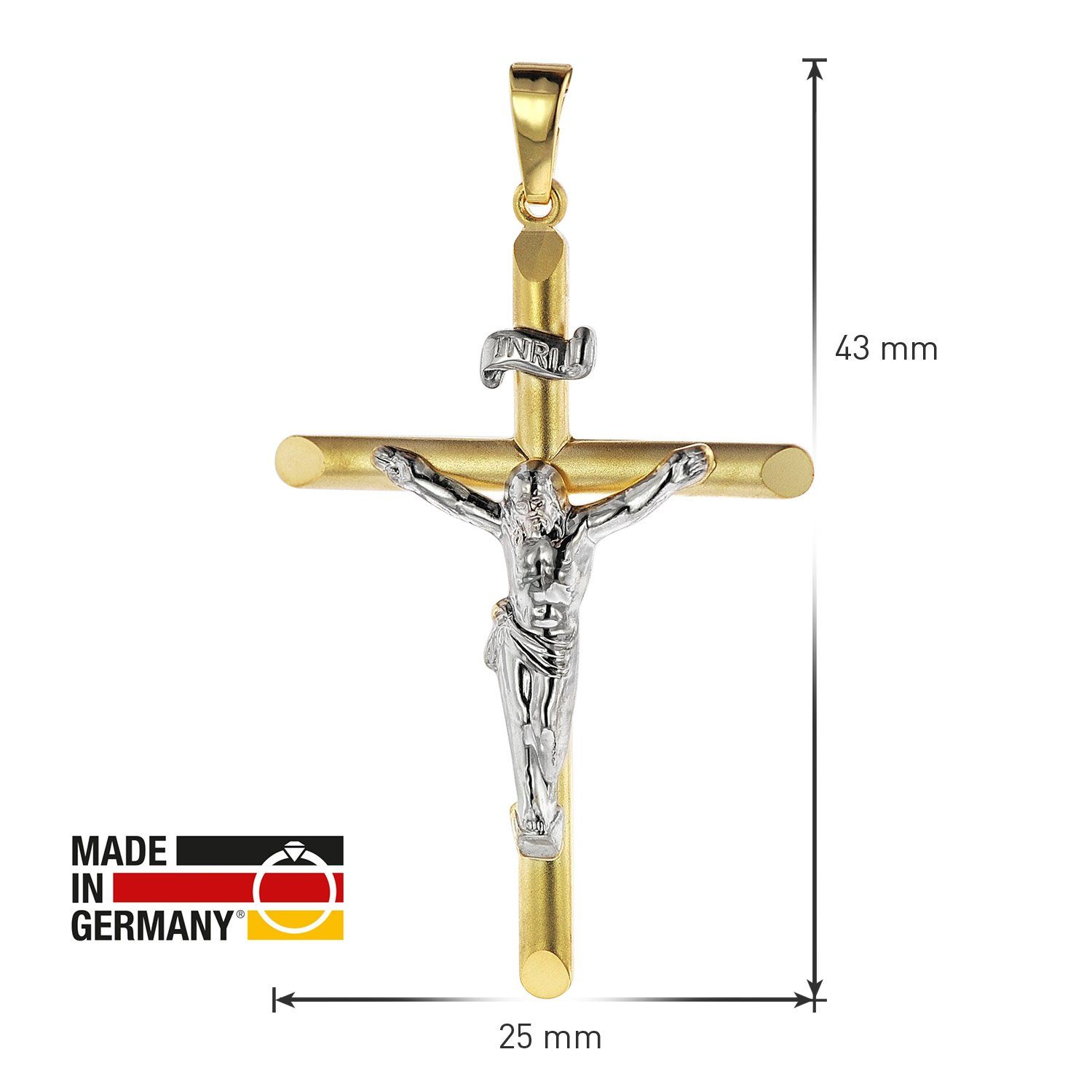 Kruzifix 43 Karat 8 Kreuzanhänger Bicolor mm 333 Gold trendor 25 x