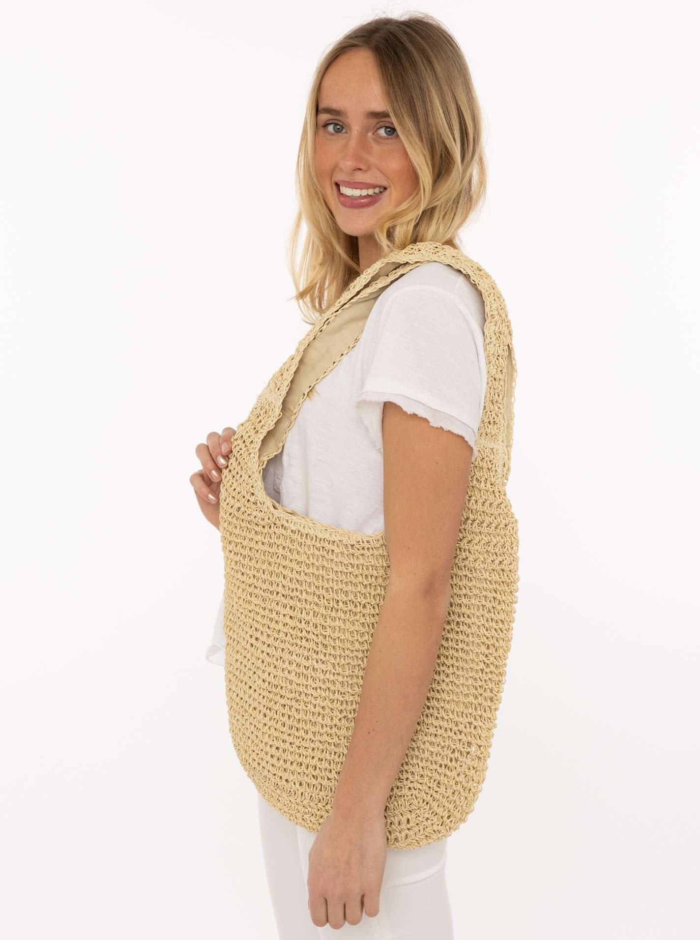 Zwillingsherz Tragetasche "Shopper", geflochtenes Material, Schulterhenkel