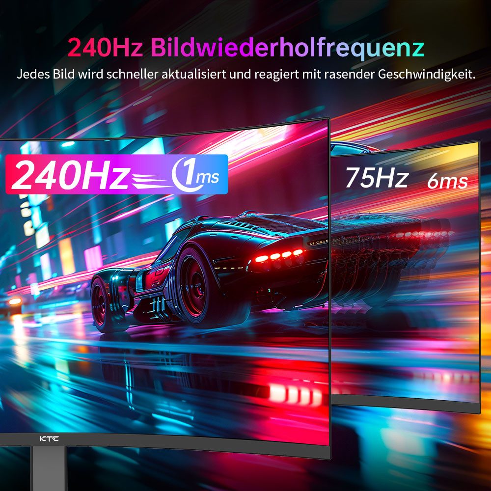KTC H27S25E 27 INCH QHD 240HZ Gaming-Monitor (2560 x 1440 px, 2k QHD, mit 2K QHD High Resolution und 1000R Krümmung)