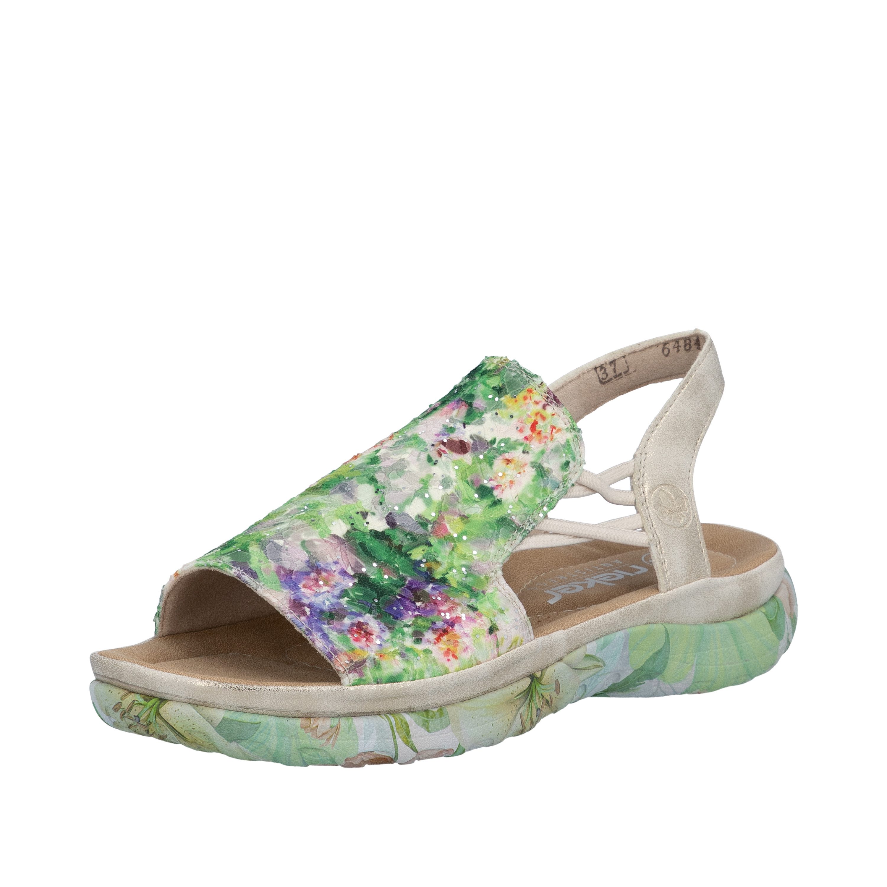 Rieker Sandale Sommerschuh, Schlupfschuh mit seitlichen Gummizügen für guten Sitz