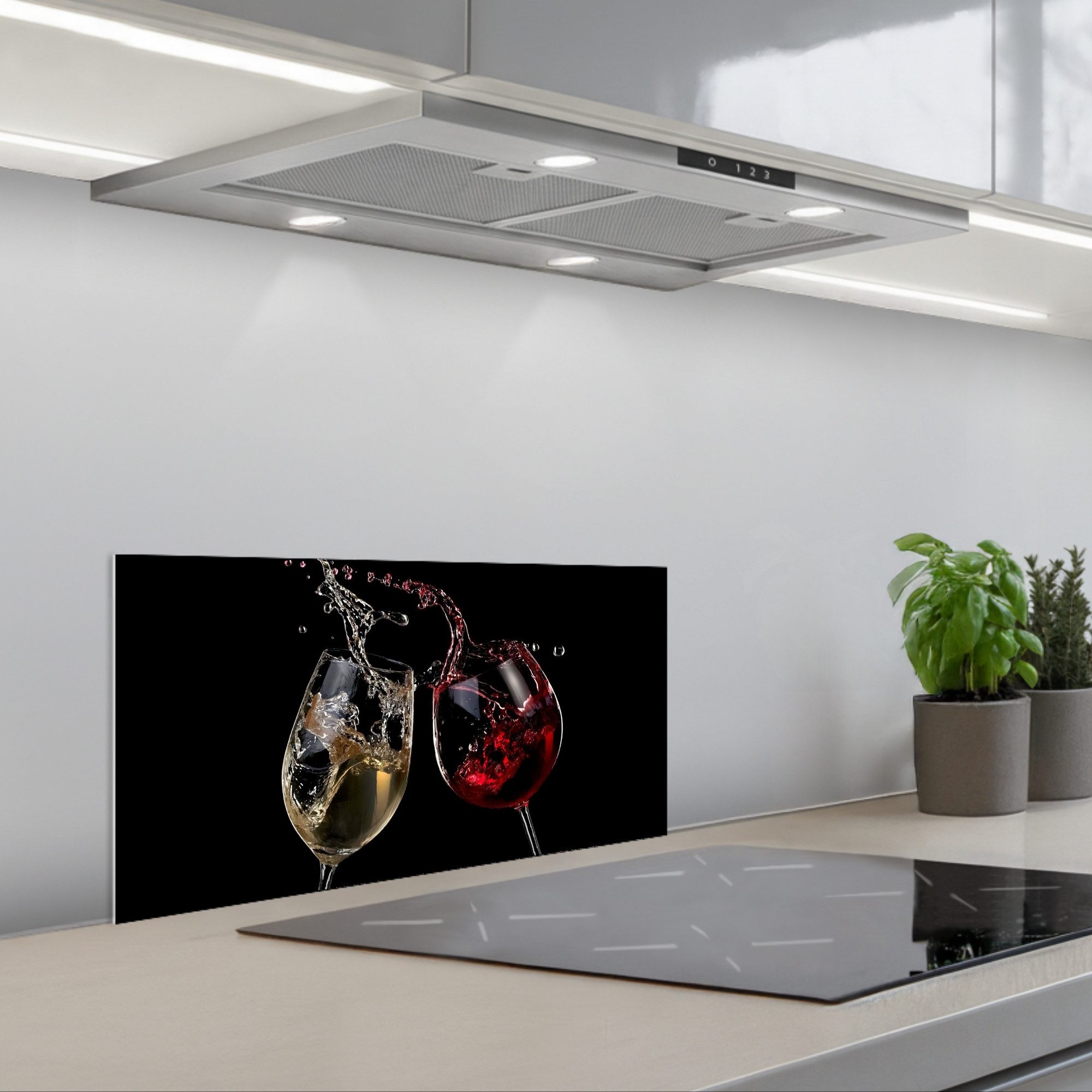 KitchenYeah Küchenrückwand selbstklebend Rotwein - Weißwein - Glas - Schwar günstig online kaufen