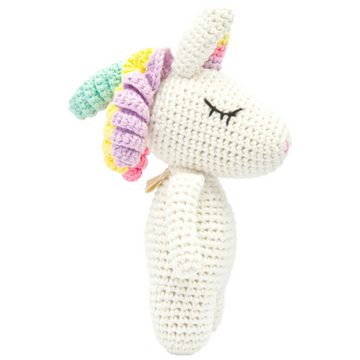 miniHeld Babypuppe Handgestrickter Einhorn gehäkelt aus Baumwolle Spielzeug 16 cm