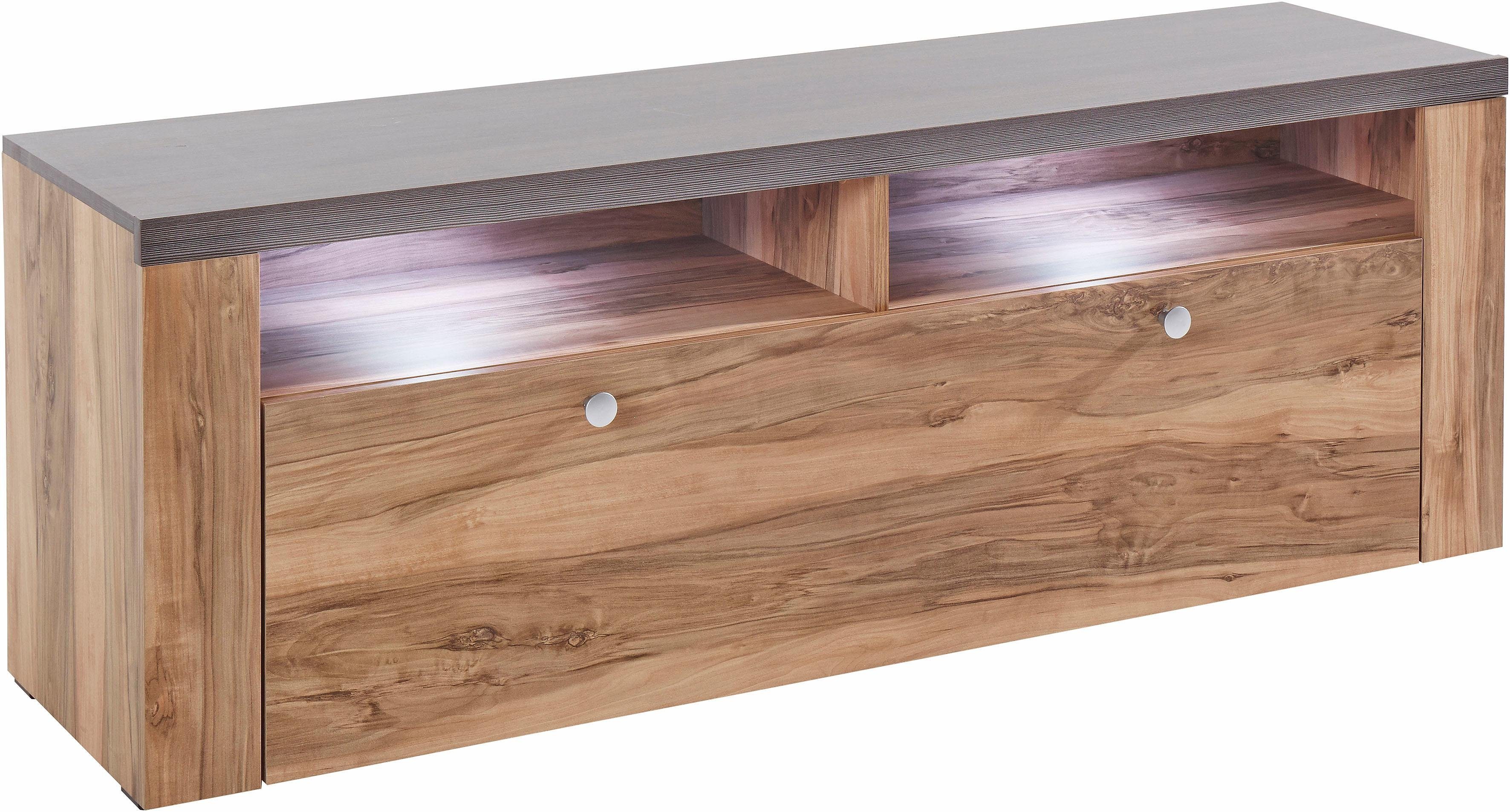 Home affaire Lowboard Larona, zeitloses TV Board mit 1 Klappe und 2 offenen Fächern, Breite 140 cm, Fernsehbank, viel Stauraum, dekorative Rahmenoptik