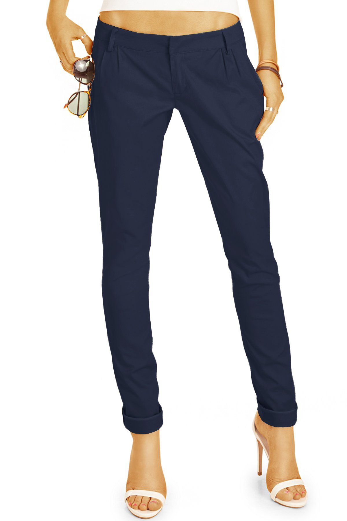 Chinos h20a - STYLED Stoffhose, mit be blau Tapered Damen Stretch BE Chinohose Hüfthose - - styled