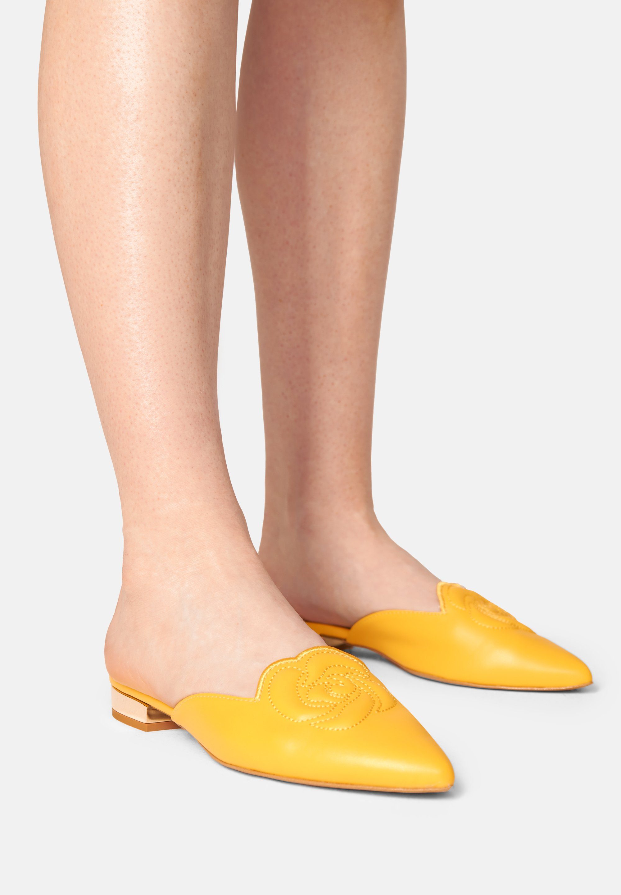 FLAT yellow Pantolette ginger Vegan, 3D ROSE VIKTORIA MOSER Nachhaltig