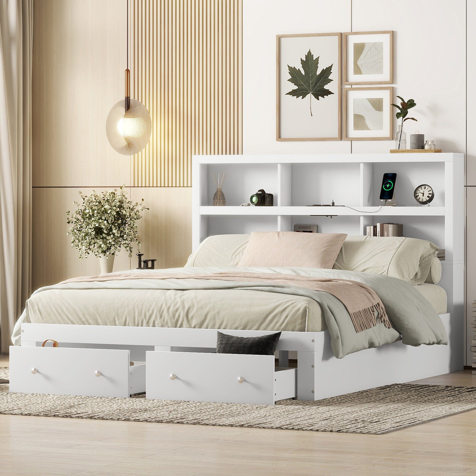 Flieks Holzbett, Doppelbett mit 2 Schubladen günstig online kaufen