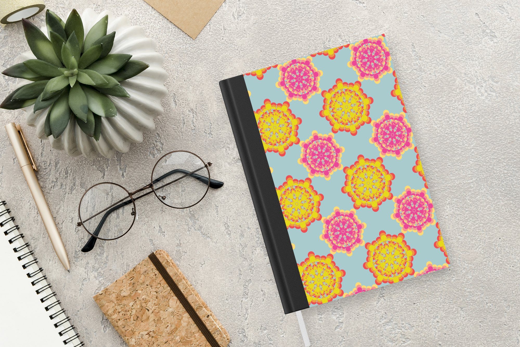 Hippie, Notizbuch Power - 98 Flower Tagebuch, A5, Seiten, Merkzettel, Design MuchoWow - Haushaltsbuch Notizheft, Journal,