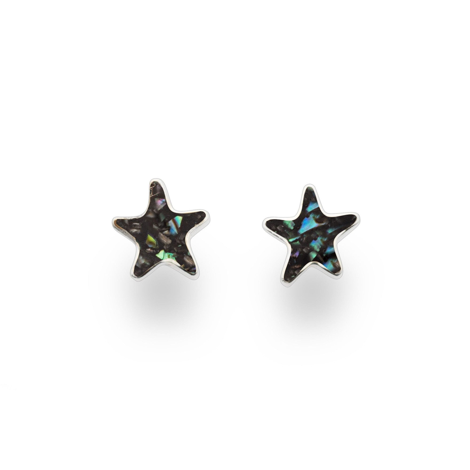 DUR Paar Ohrstecker Seestern O5793 925 Silber Mosaik Seeopal 9 mm maritime Ohrringe