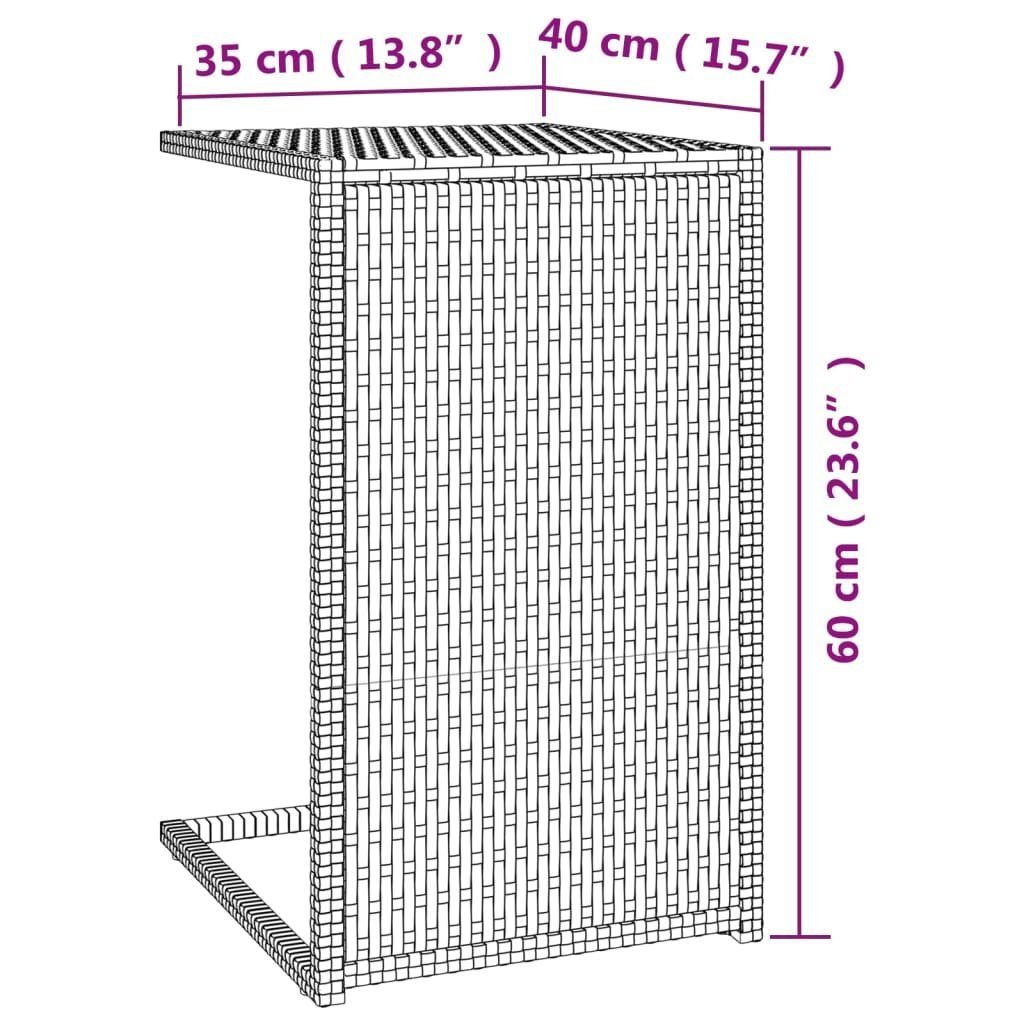 vidaXL Beistelltisch C-Tisch Poly (1-St) 40x35x60 | cm Schwarz Schwarz Schwarz Rattan