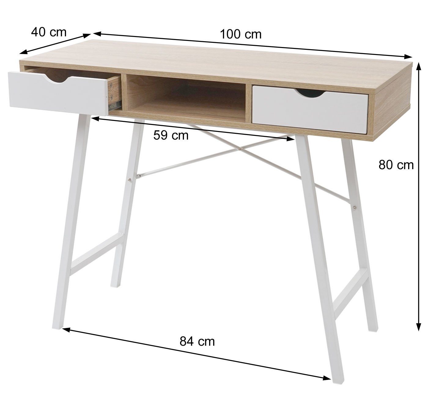 Beschichtung, | Kratz- MCW Schubladen Konsole Zwei MCW-E92-K, und braun Ablagefach, mit braun wasserfeste