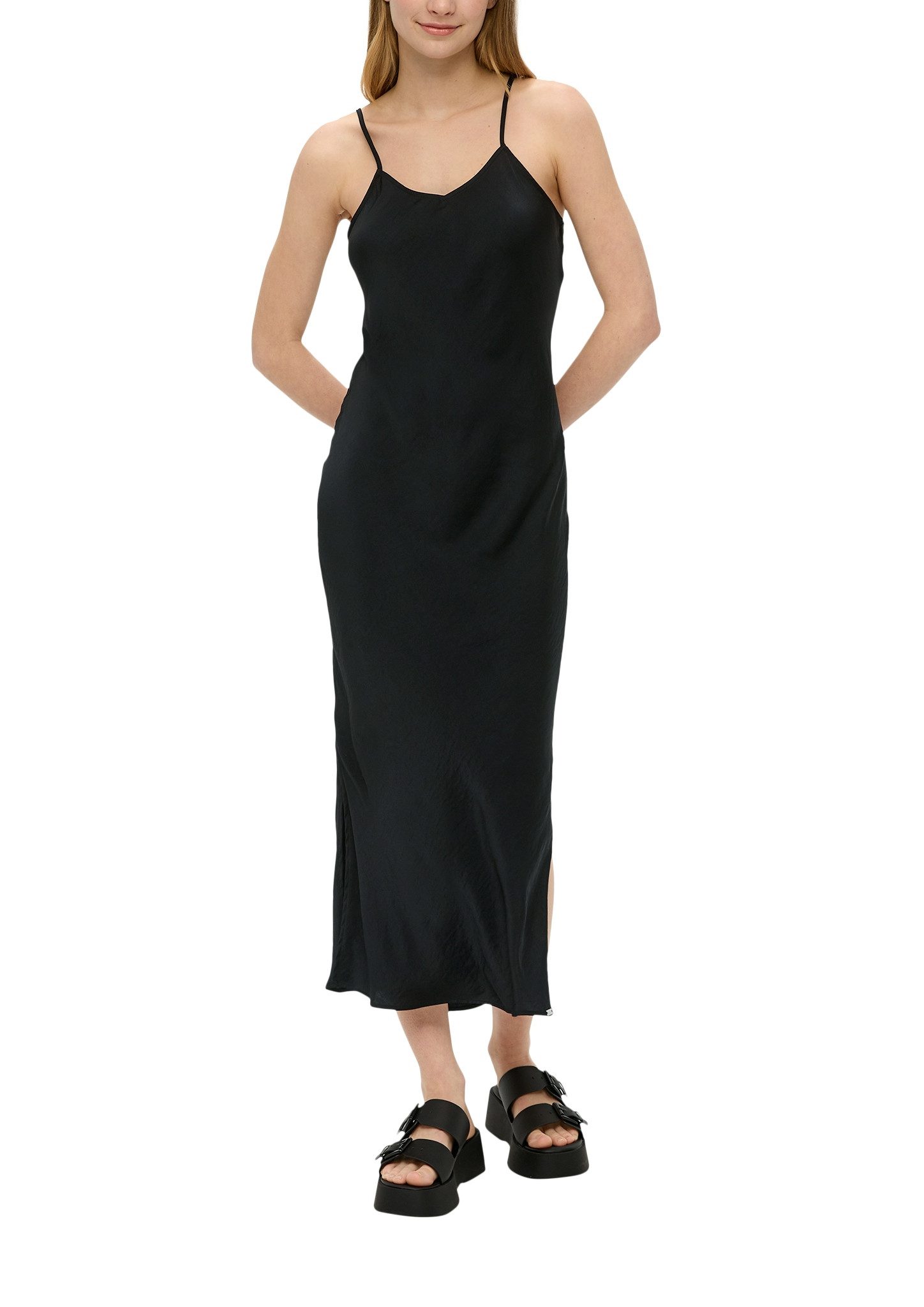 QS Satinkleid mit Spaghetti-Trägern günstig online kaufen