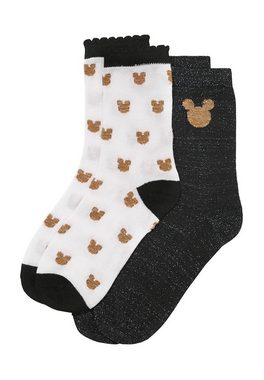 ONOMATO! Socken Mickey Mouse Damen Strümpfe Socken 4er Pack (4-Paar) rosa/schwarz