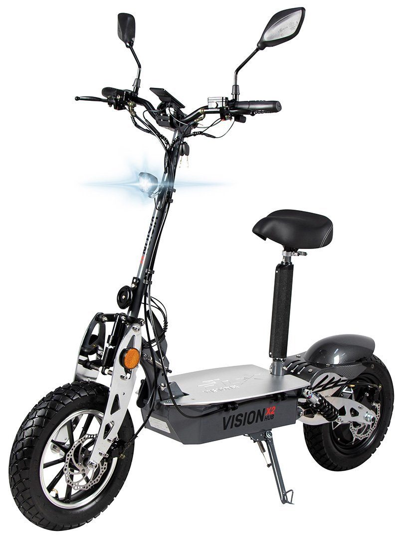 eFlux E-Scooter Vision X2 Elektro Roller mit Straßenzulassung klappbar, 1500,00 W, 45 km/h, (1 tlg), Scooter - bis 50 km Reichweite - Lithium-Ionen Akku - Sitz Grau