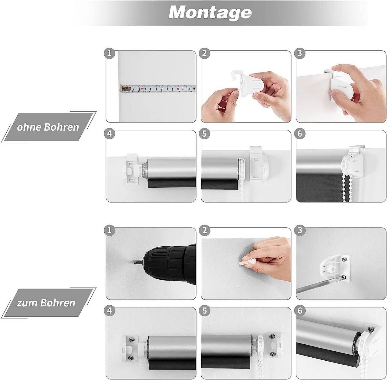 Verdunklungsrollo, Woltu, verdunkelnd, verspannt, Klemmfix, ohne Bohren easyfix